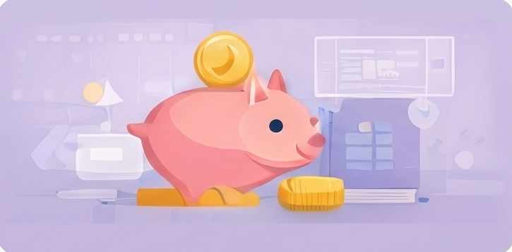 Piggy bank with coins representing earning money online through digital skills