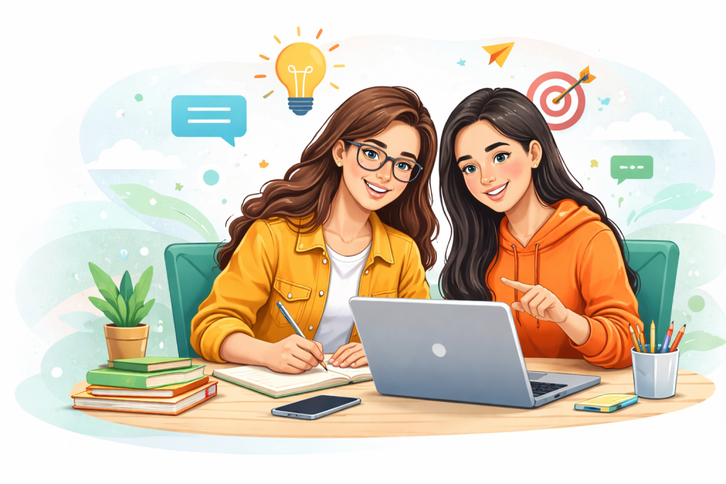 Students Learning digital skills online using a Laptop.